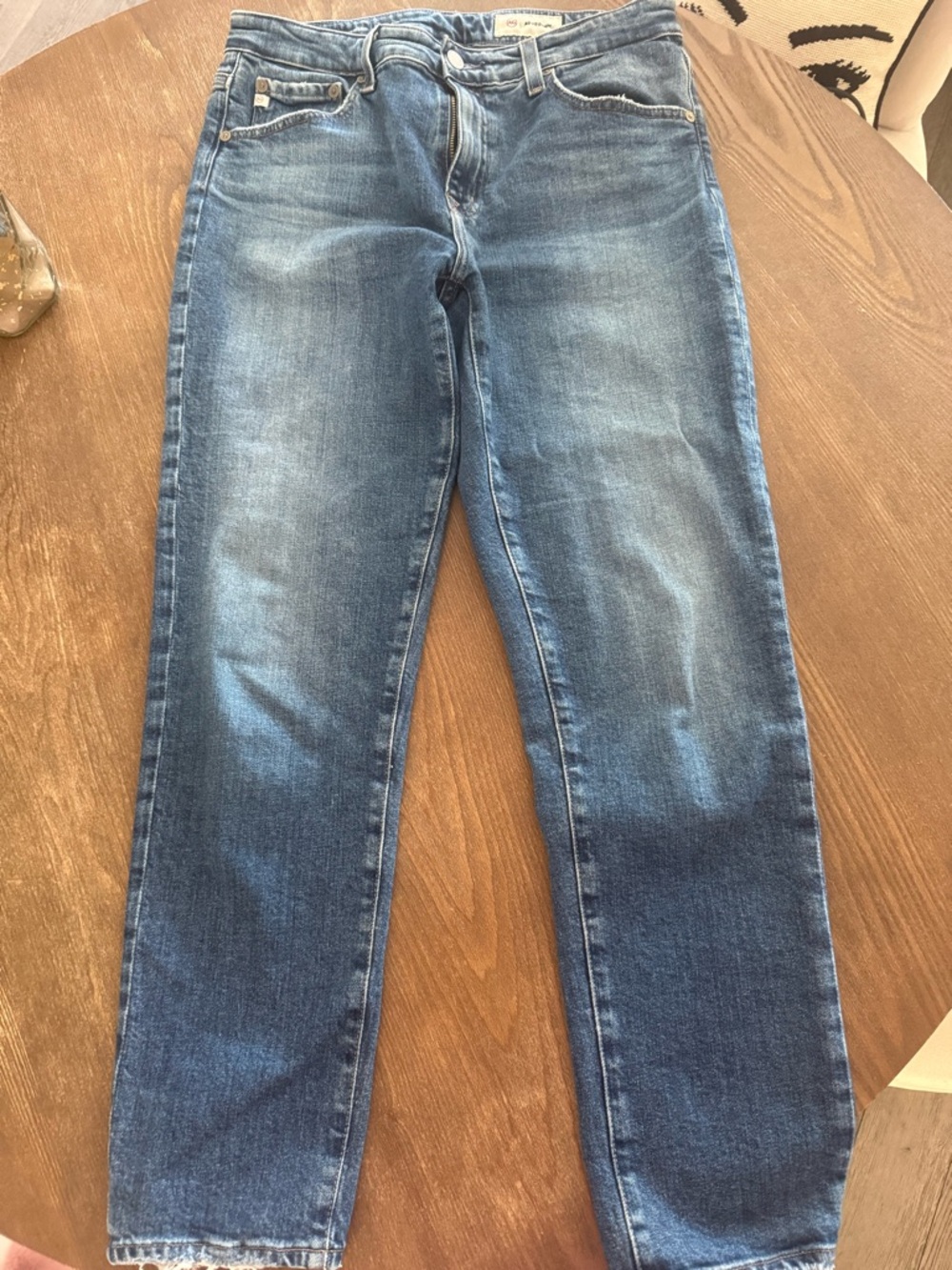 Ag Adriano Goldschmied Women's Straight Leg Blue Denim Jeans